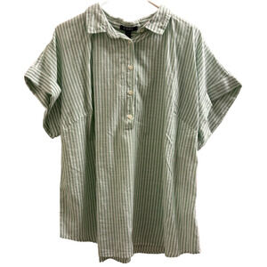 Chaps Green Striped Blouse
